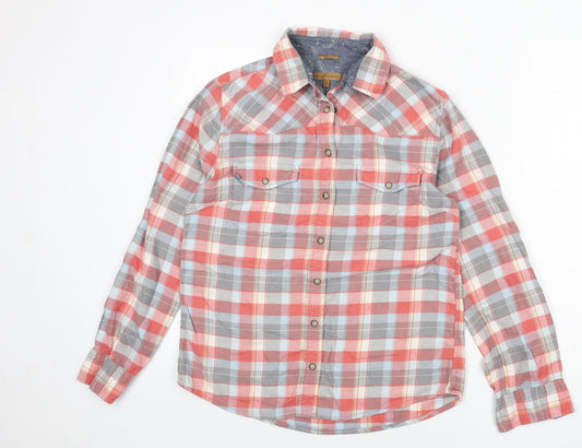 JACHS Girlfriend Womens Multicoloured Plaid 100% Cotton Basic Button-Up Size S Collared
