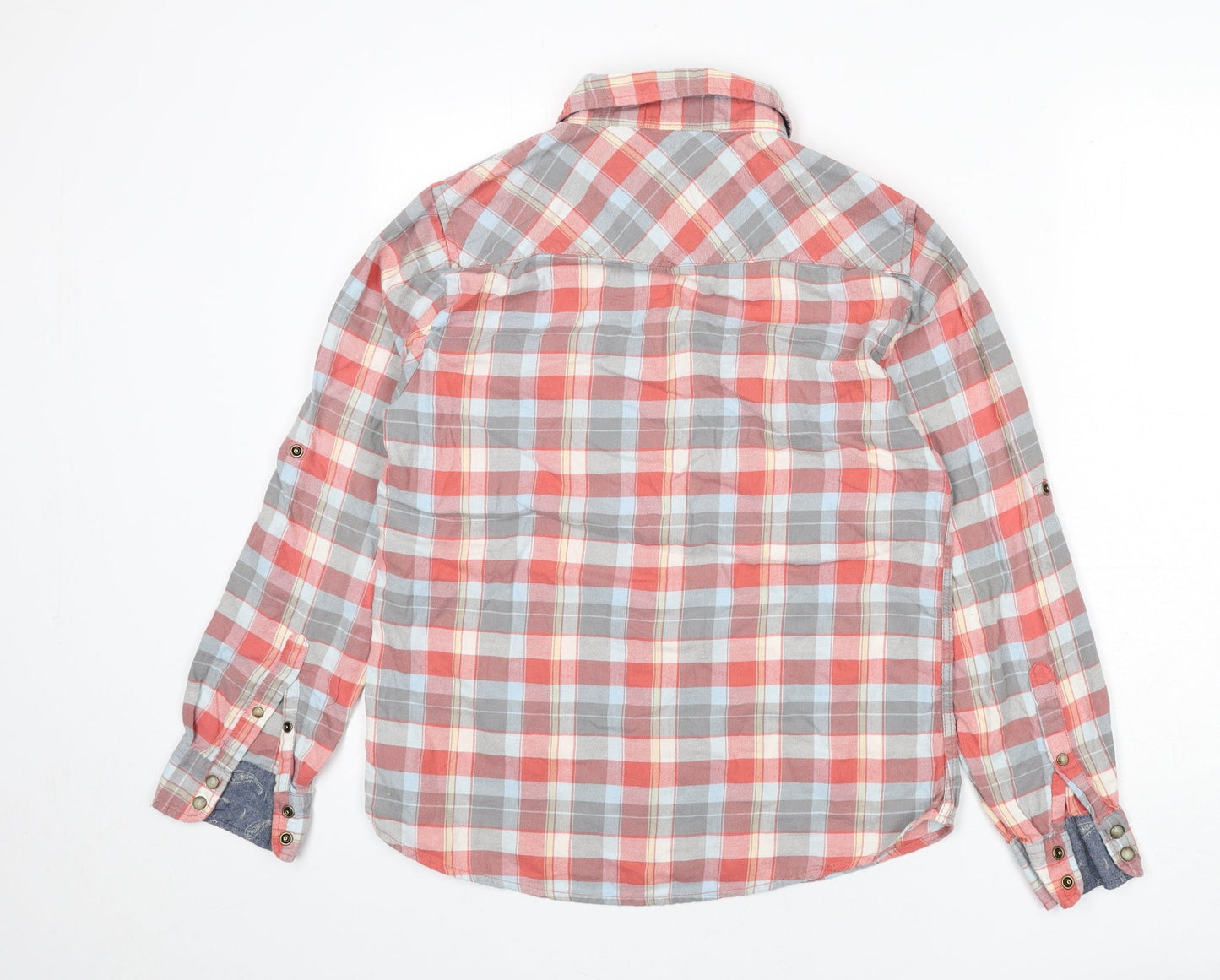 JACHS Girlfriend Womens Multicoloured Plaid 100% Cotton Basic Button-Up Size S Collared
