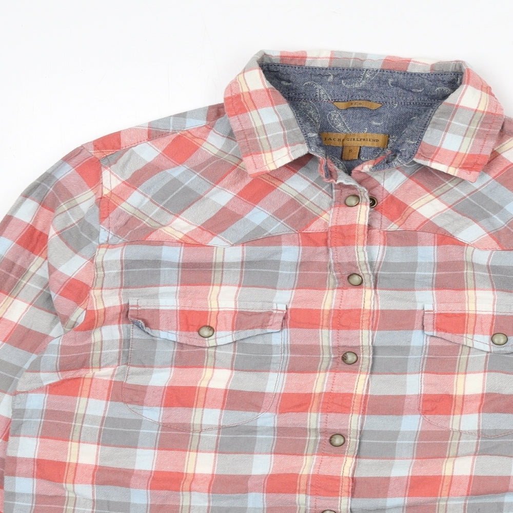 JACHS Girlfriend Womens Multicoloured Plaid 100% Cotton Basic Button-Up Size S Collared