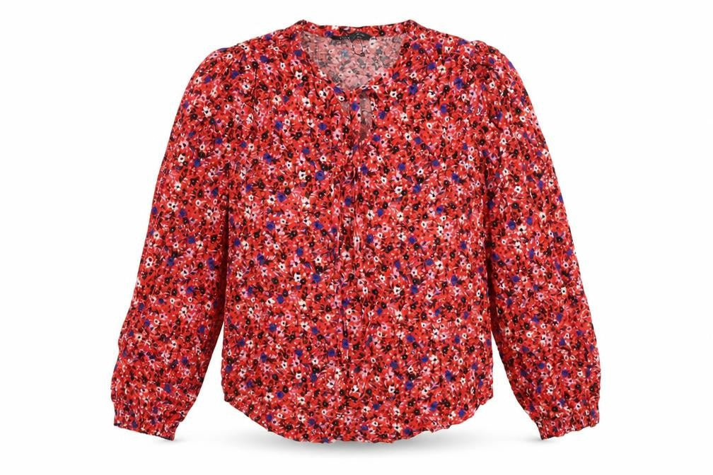 Marks & Spencer Womens Multicoloured Floral Viscose Basic Blouse Size 10 V-Neck