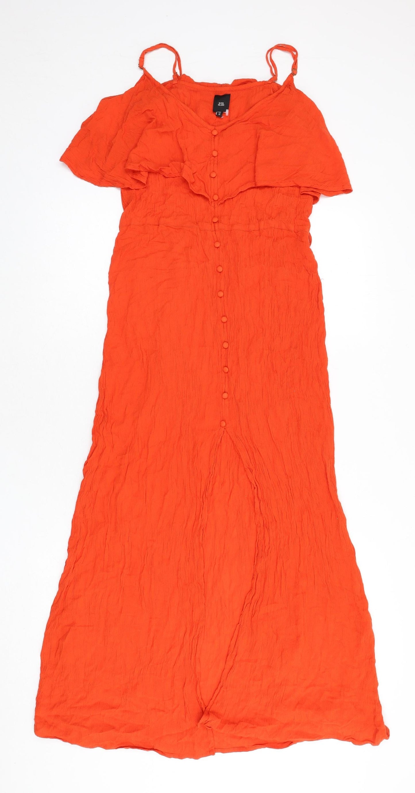 River Island Womens Orange Viscose A-Line Size 10 V-Neck Pullover - Bardot Look