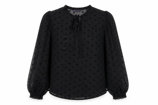 Marks and Spencer Womens Black Geometric Polyester Basic Blouse Size 10 Round Neck - Star Print