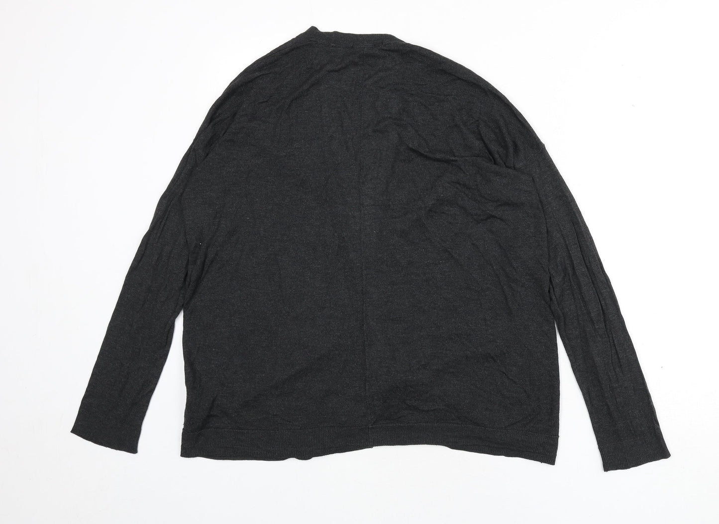 H&M Womens Grey V-Neck Viscose Cardigan Jumper Size S