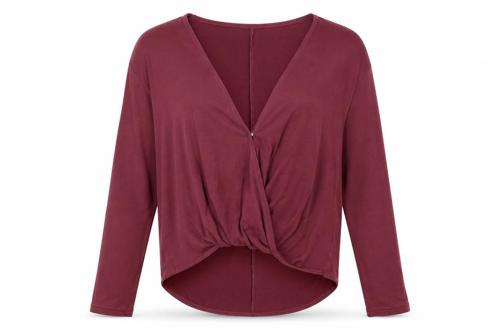 Light Before Dark Womens Red Modal Basic T-Shirt Size M V-Neck - Plunging Neckline