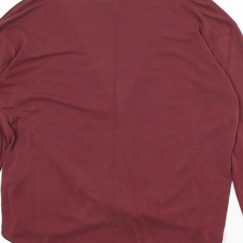 Light Before Dark Womens Red Modal Basic T-Shirt Size M V-Neck - Plunging Neckline