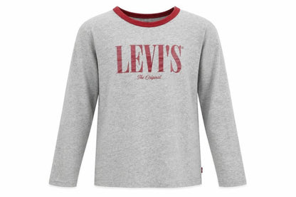 Front view of Levi's girls’ grey cotton basic t-shirt, size 14, years round neck pullover