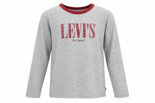 Levi's Girls Grey Cotton Basic T-Shirt Size 14 Years Round Neck Pullover