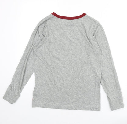 Back view of Levi's girls’ grey cotton basic t-shirt, size 14, years round neck pullover