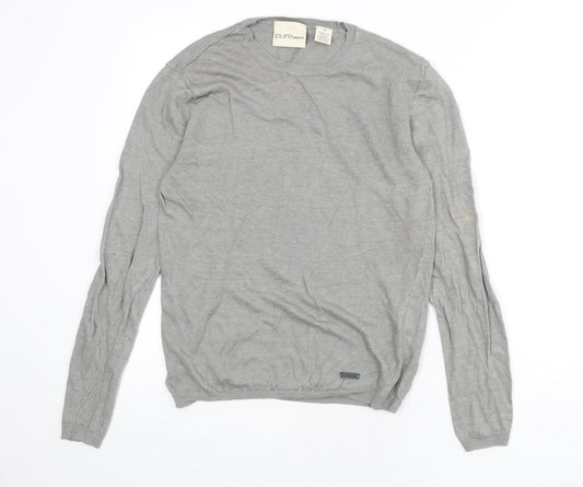 DKNY Pure Womens Grey Round Neck Linen Pullover Jumper Size M