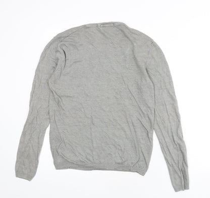 DKNY Pure Womens Grey Round Neck Linen Pullover Jumper Size M