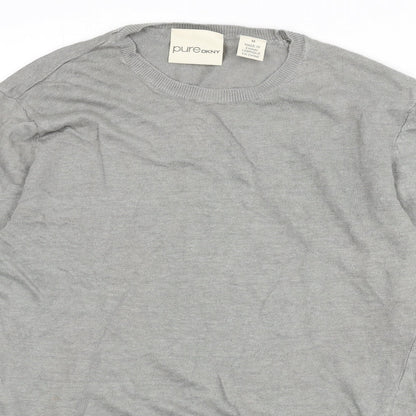 DKNY Pure Womens Grey Round Neck Linen Pullover Jumper Size M