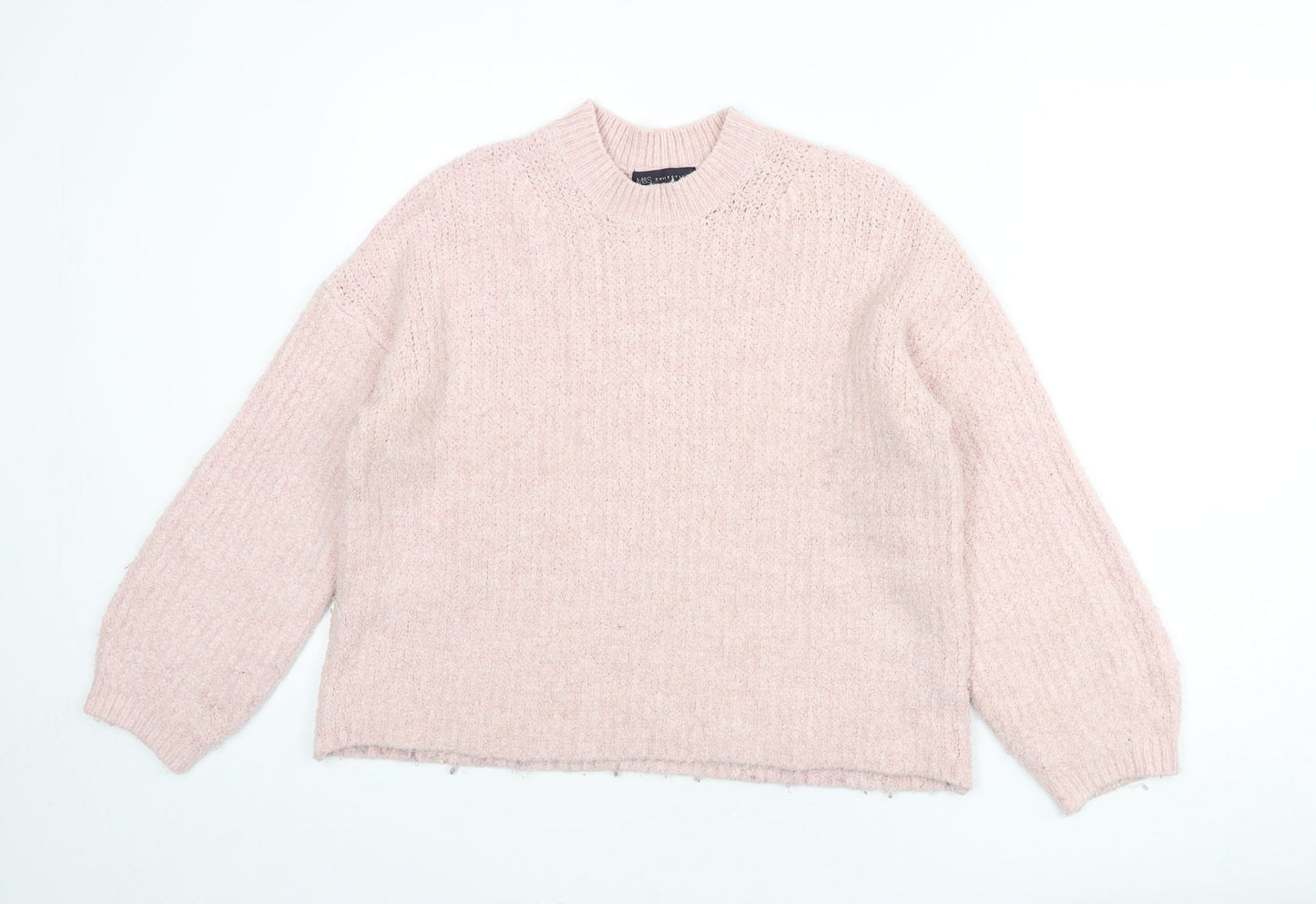 Marks and Spencer Womens Pink Round Neck Acrylic Pullover Jumper Size M