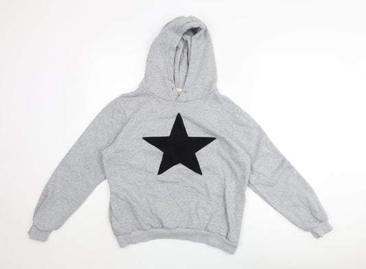 Moocci Womens Grey Cotton Pullover Hoodie Size M Pullover - Textured Star