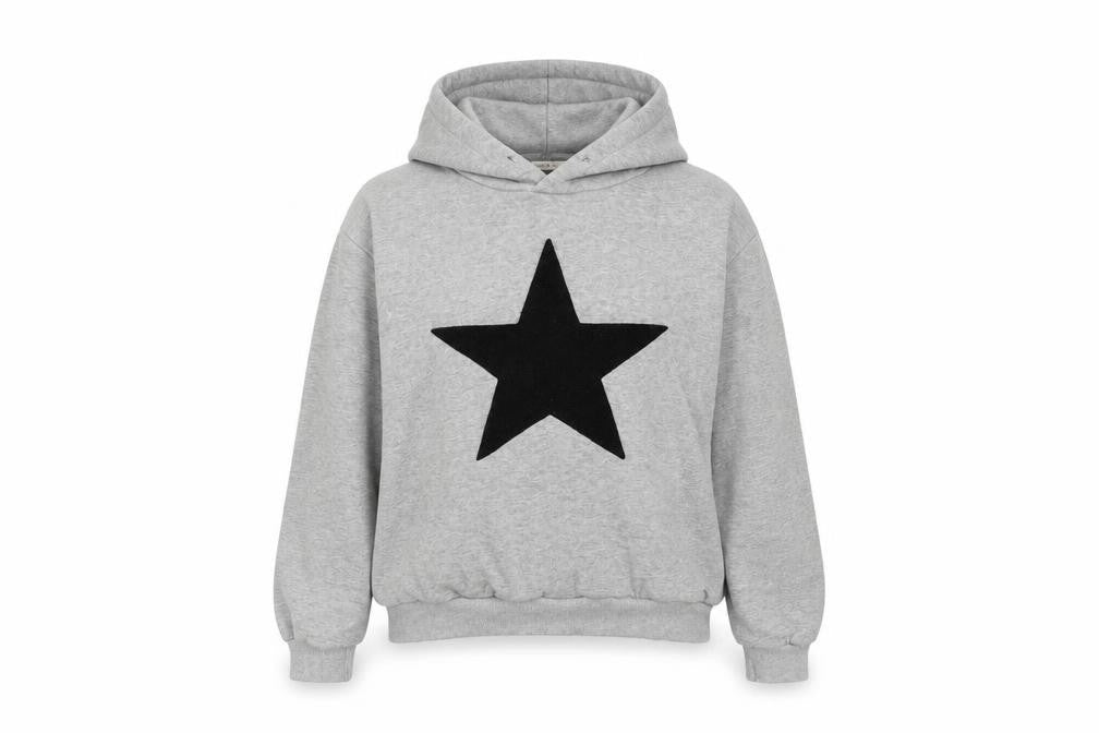 Moocci Womens Grey Cotton Pullover Hoodie Size M Pullover - Textured Star