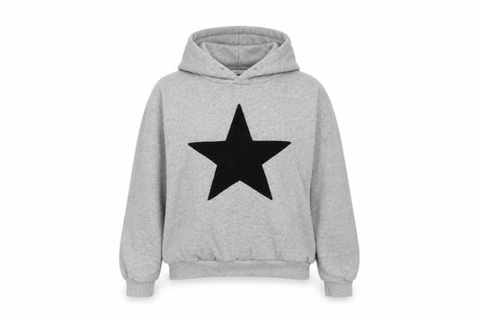 Moocci Womens Grey Cotton Pullover Hoodie Size M Pullover - Textured Star
