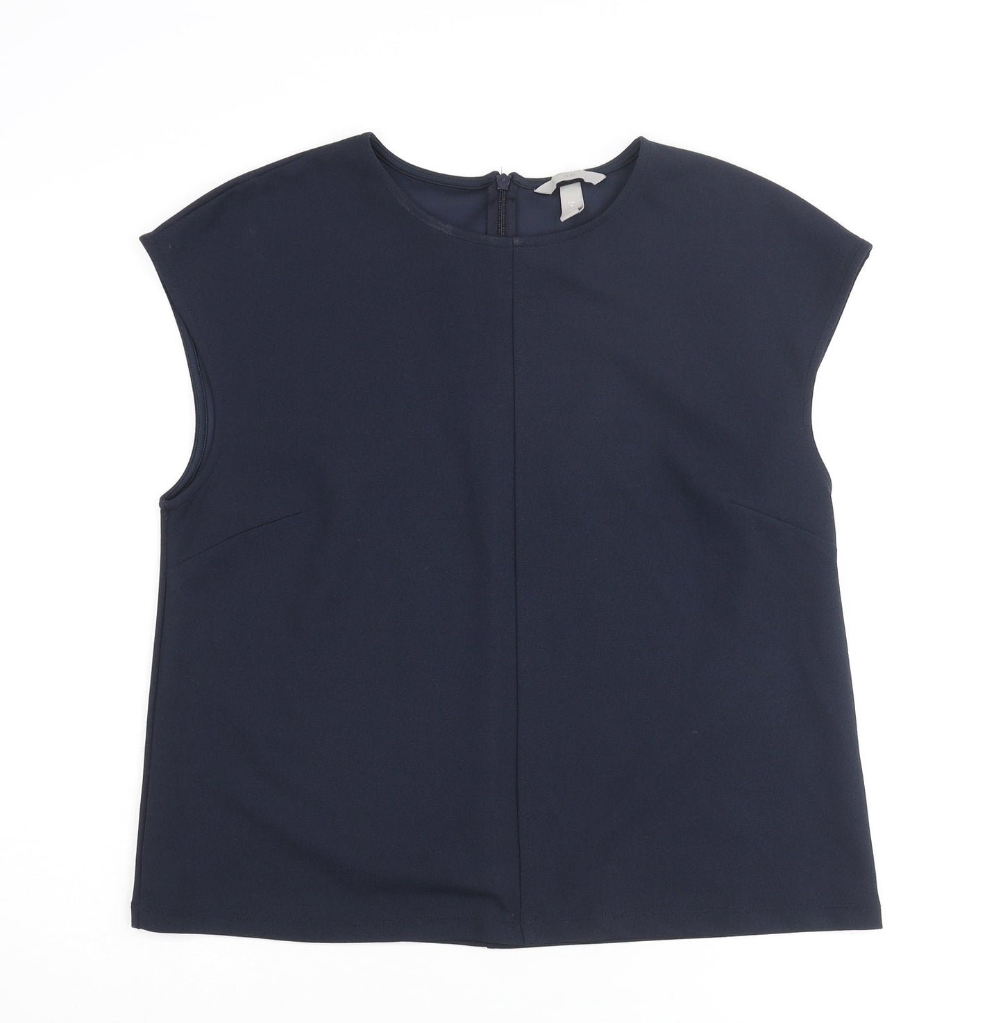 H&M Womens Blue Polyester Basic Blouse Size M Round Neck