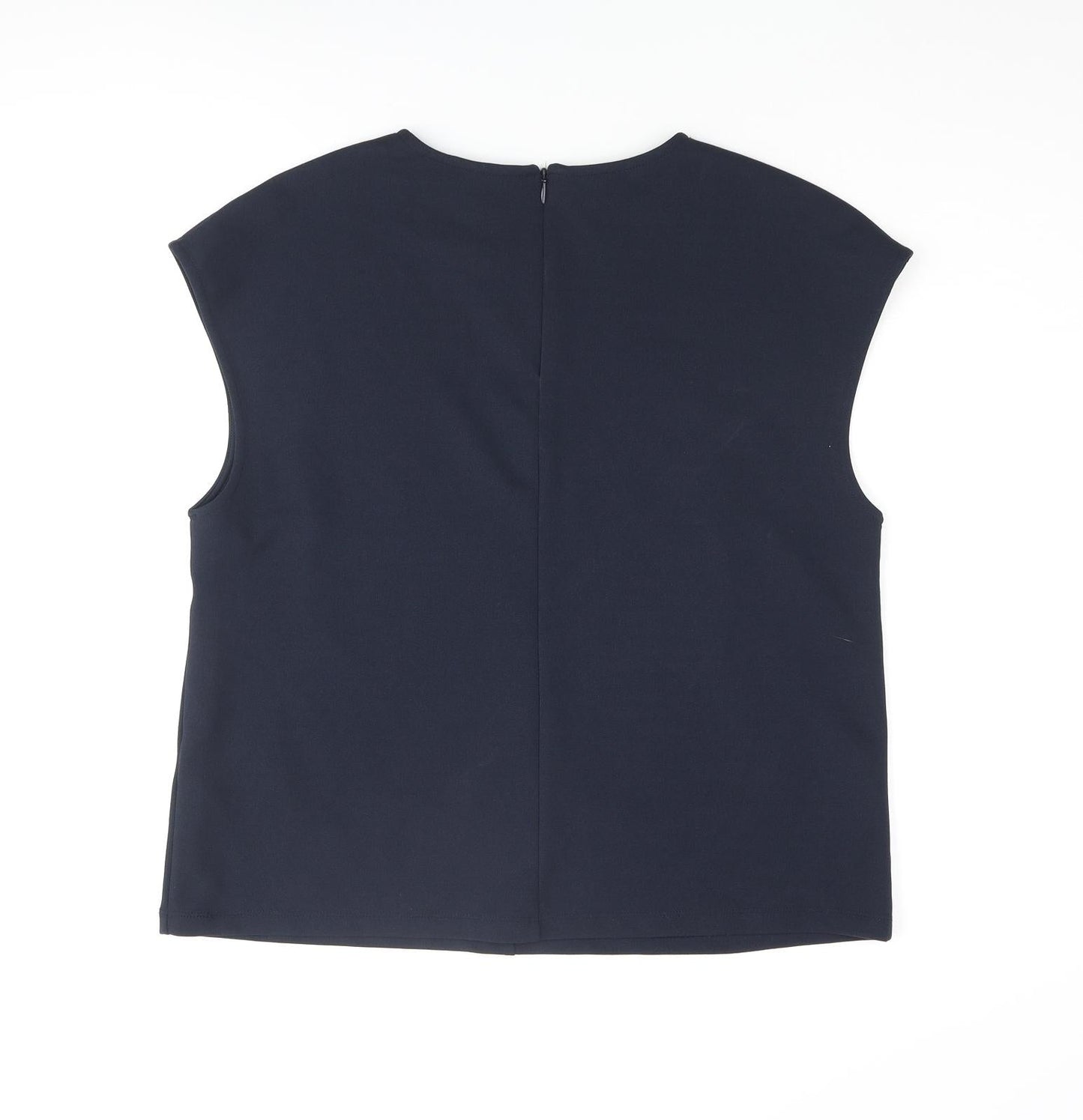 H&M Womens Blue Polyester Basic Blouse Size M Round Neck