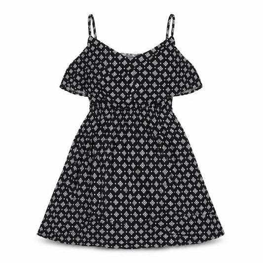 Cotton On Womens Black Geometric Viscose A-Line Size XS Scoop Neck Pullover - Frill