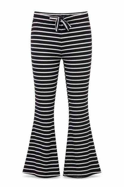 PRETTYLITTLETHING Womens Black Striped Polyester Trousers Size 8 L30 in Regular