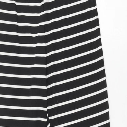 PRETTYLITTLETHING Womens Black Striped Polyester Trousers Size 8 L30 in Regular