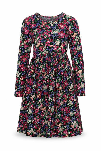 Front view of ASOS women’s multicoloured floral viscose a-line, size UK 8, roll neck pullover