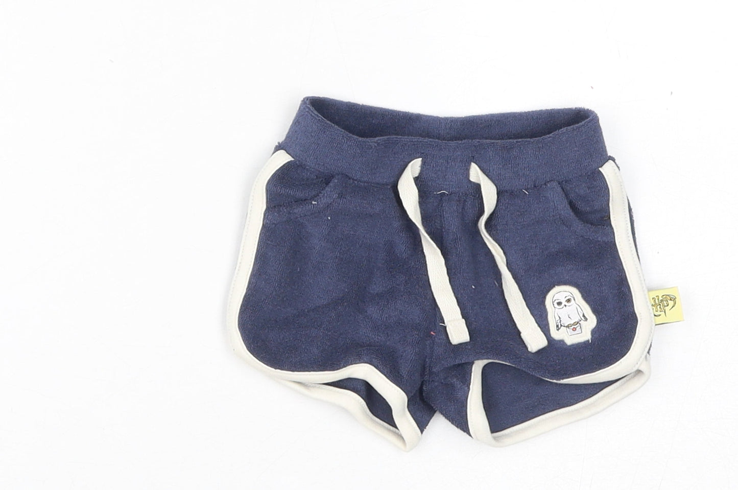 Marks and Spencer Boys Blue Cotton Jogger Trousers Size 3-6 Months Drawstring - Inside Leg 2in
