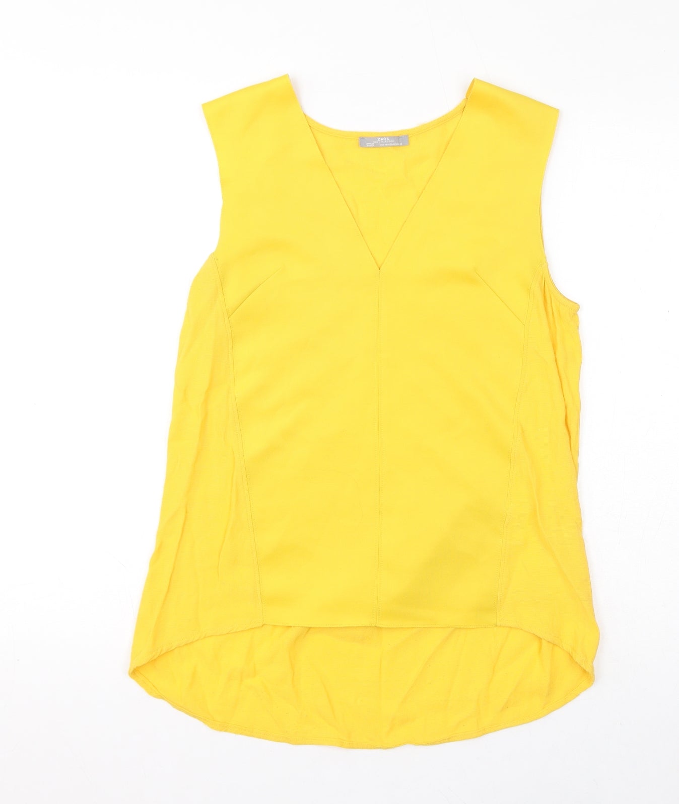 Marks and Spencer Womens Yellow Polyester Basic Tank Size M V-Neck