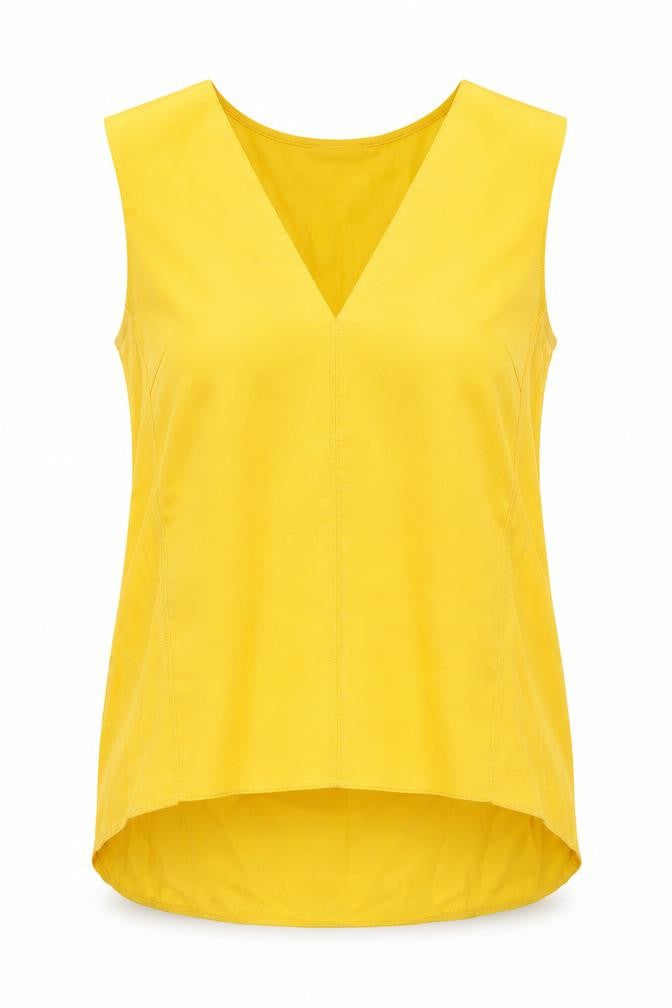 Marks & Spencer Womens Yellow Polyester Basic Tank Size M V-Neck