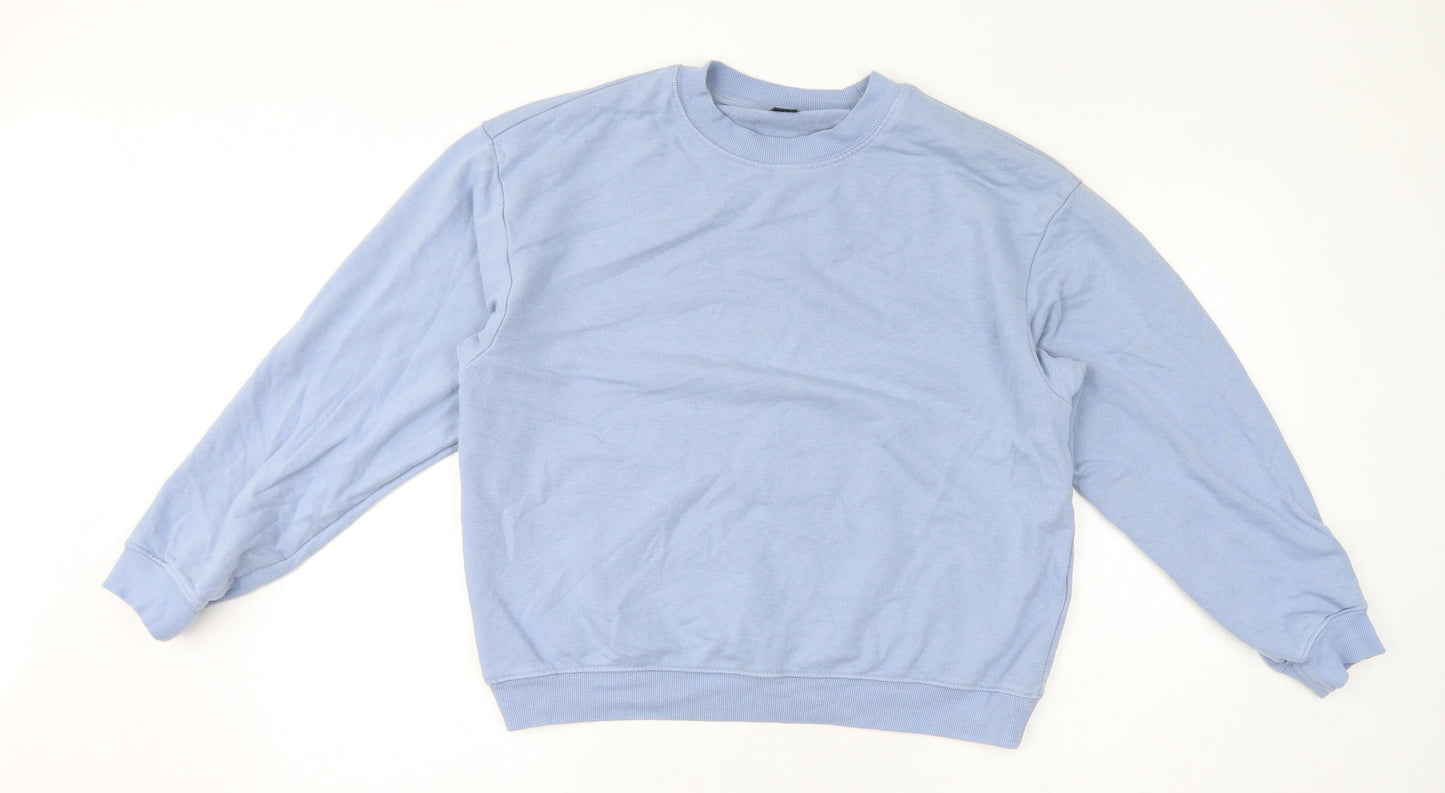 Monki Womens Blue Cotton Pullover Sweatshirt Size S Pullover