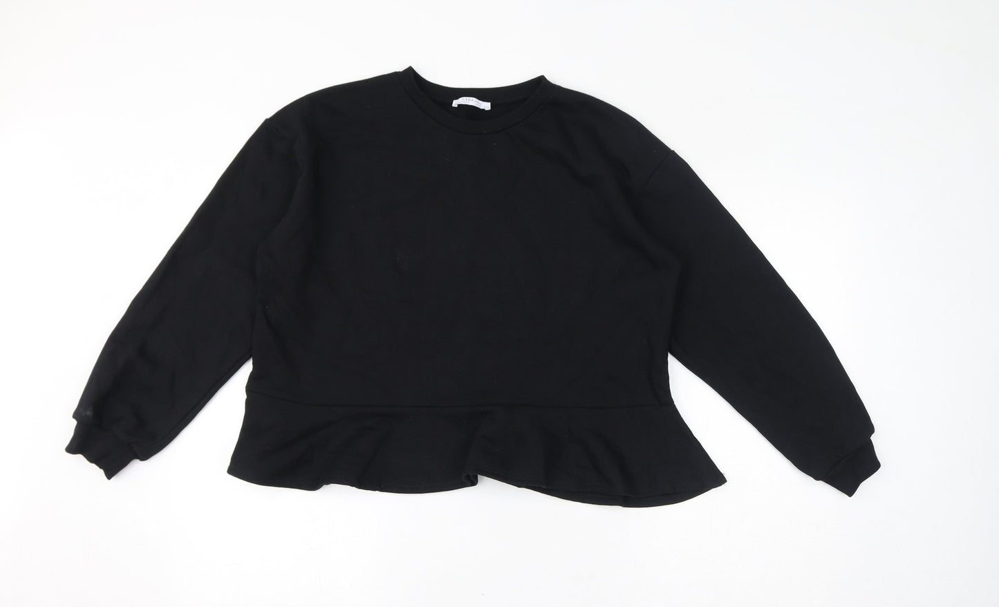 Zara Womens Black Polyester Pullover Sweatshirt Size L Pullover - Cropped