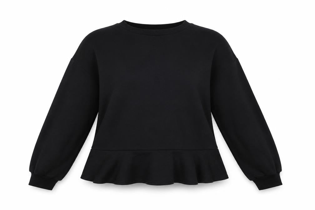 Zara Womens Black Polyester Pullover Sweatshirt Size L Pullover - Cropped