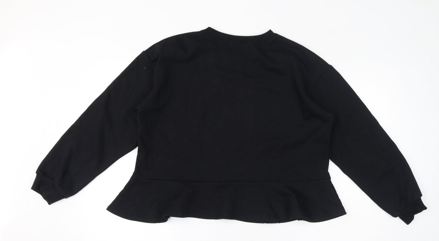 Zara Womens Black Polyester Pullover Sweatshirt Size L Pullover - Cropped
