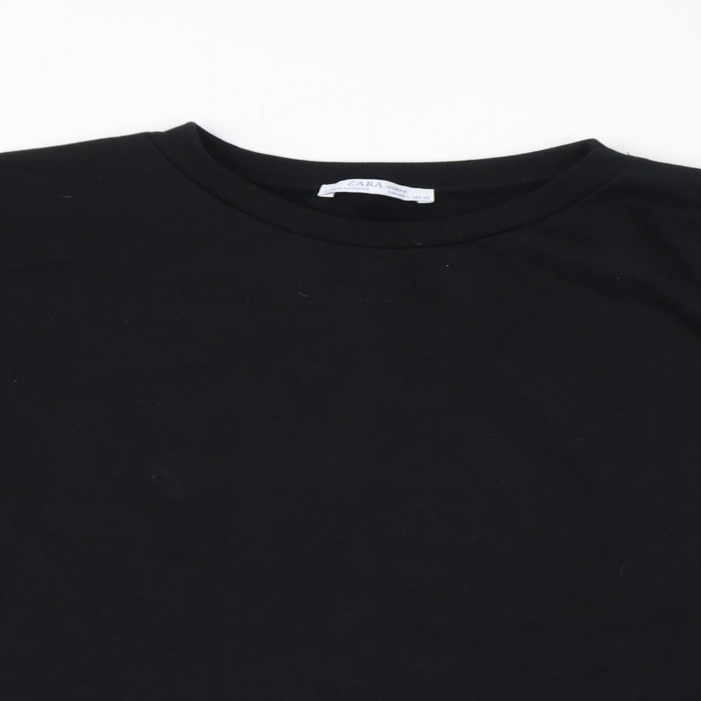 Zara Womens Black Polyester Pullover Sweatshirt Size L Pullover - Cropped