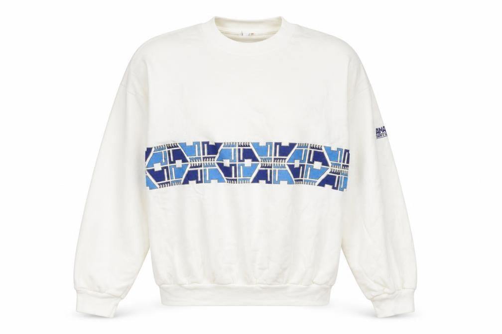Limbas Womens White Geometric Polyester Pullover Sweatshirt Size M Pullover