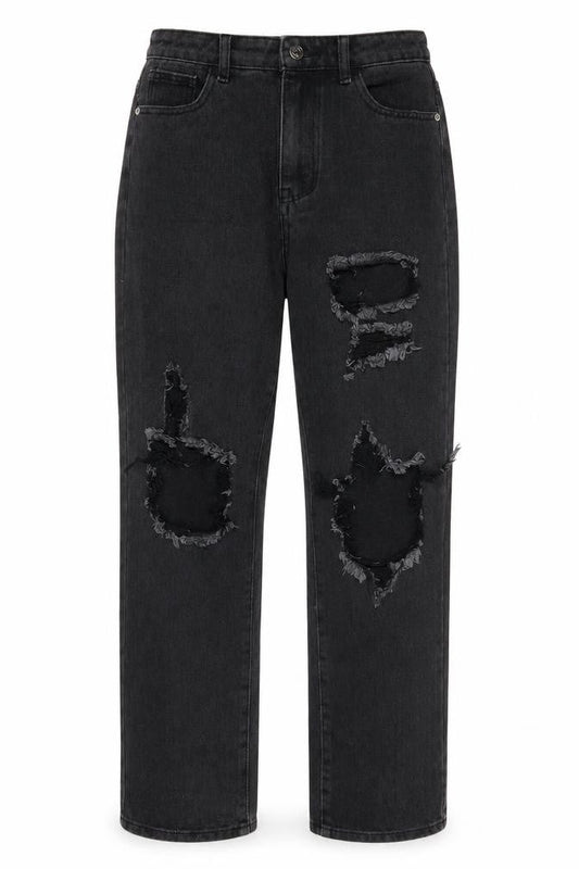PRETTYLITTLETHING Womens Grey Cotton Straight Jeans Size 8 L29 in Regular Zip - Pockets