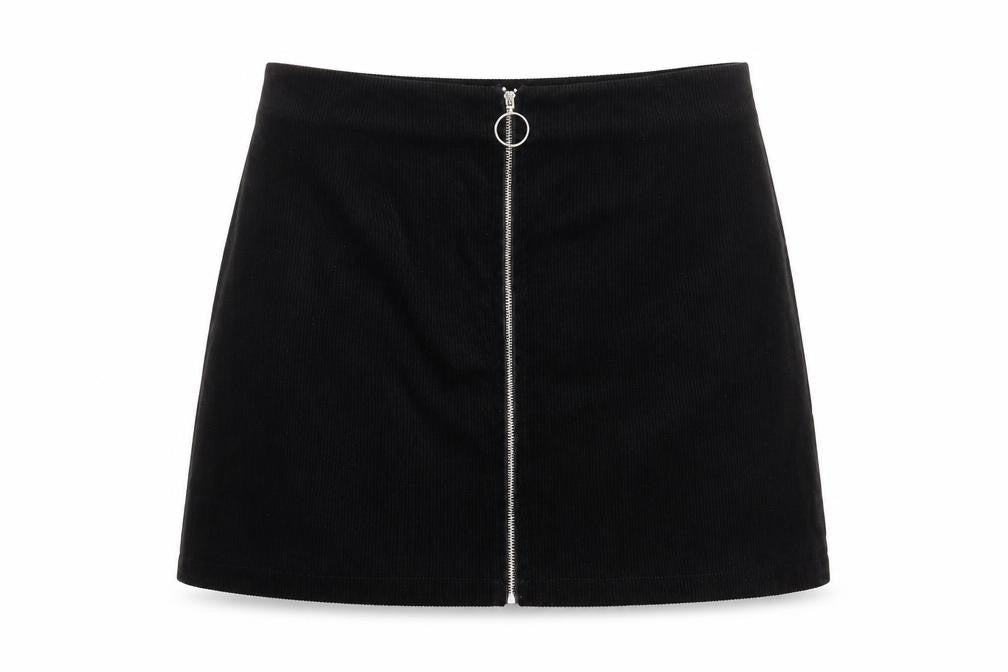 Cider Womens Black Polyester A-Line Skirt Size XL Zip