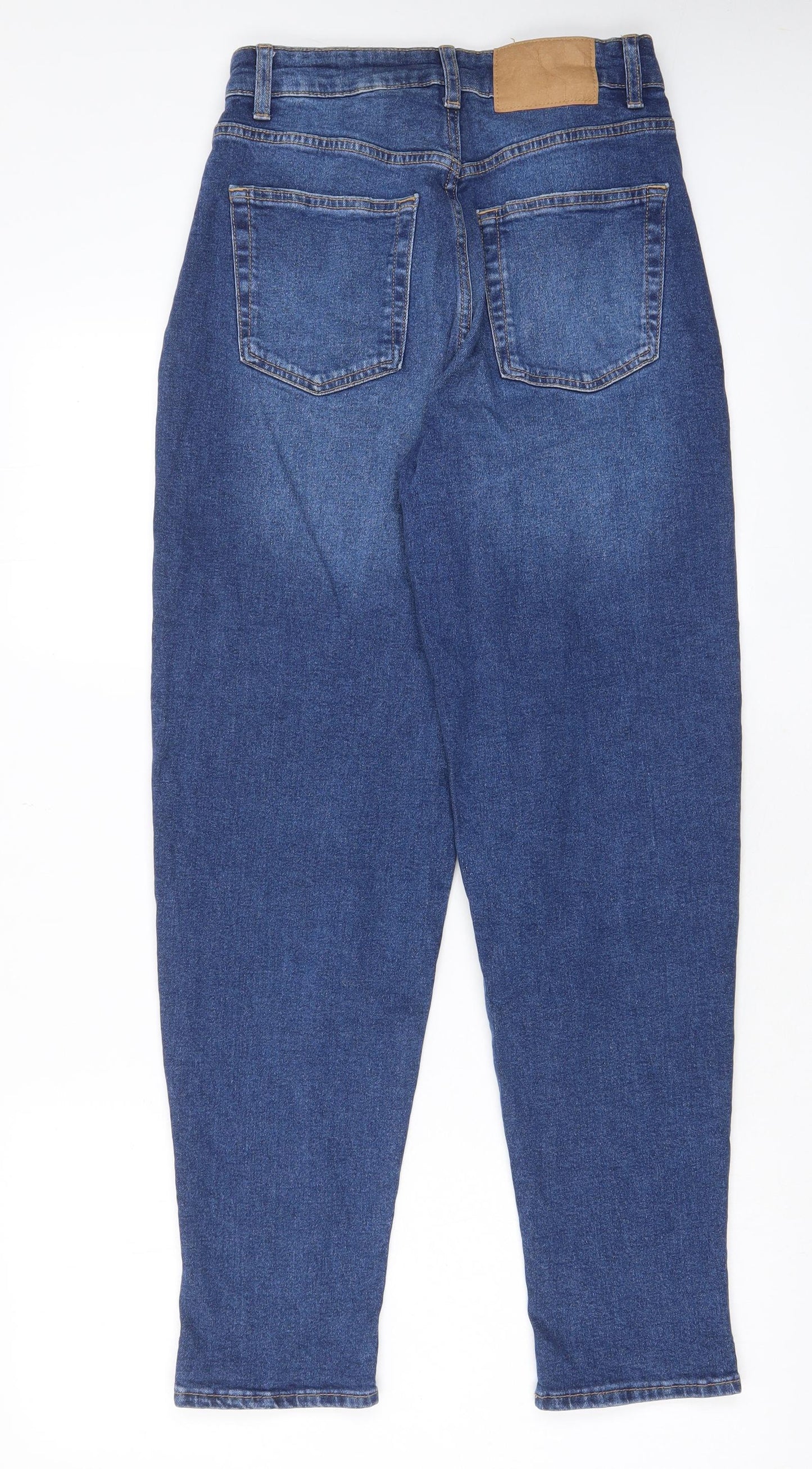 H&M Womens Blue Cotton Tapered Jeans Size 10 L29 in Regular Zip - Pockets