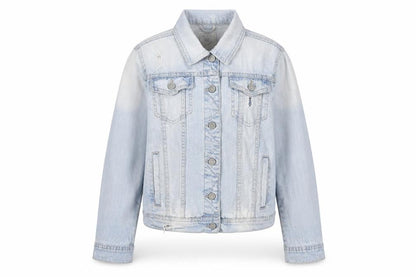 Stradivarius Womens Blue Jacket Size M Button - Distressed, Pockets