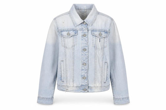 Stradivarius Womens Blue Jacket Size M Button - Distressed, Pockets