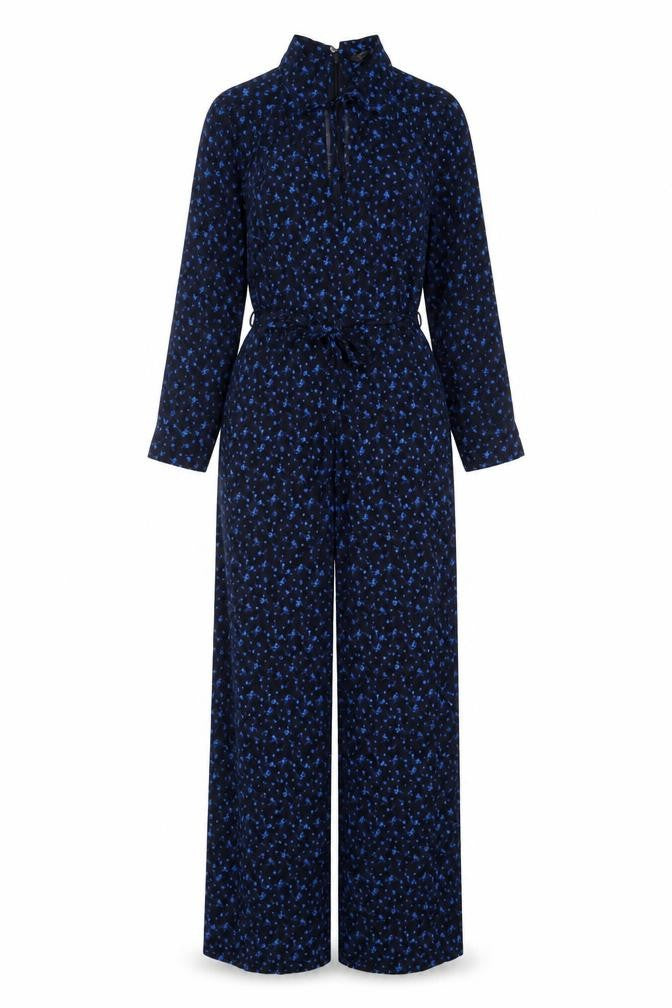 Marks & Spencer Womens Blue Geometric Viscose Jumpsuit One-Piece Size 8 L26 in Pullover