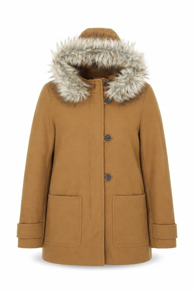 Zara Womens Brown Pea Coat Coat Size S Zip