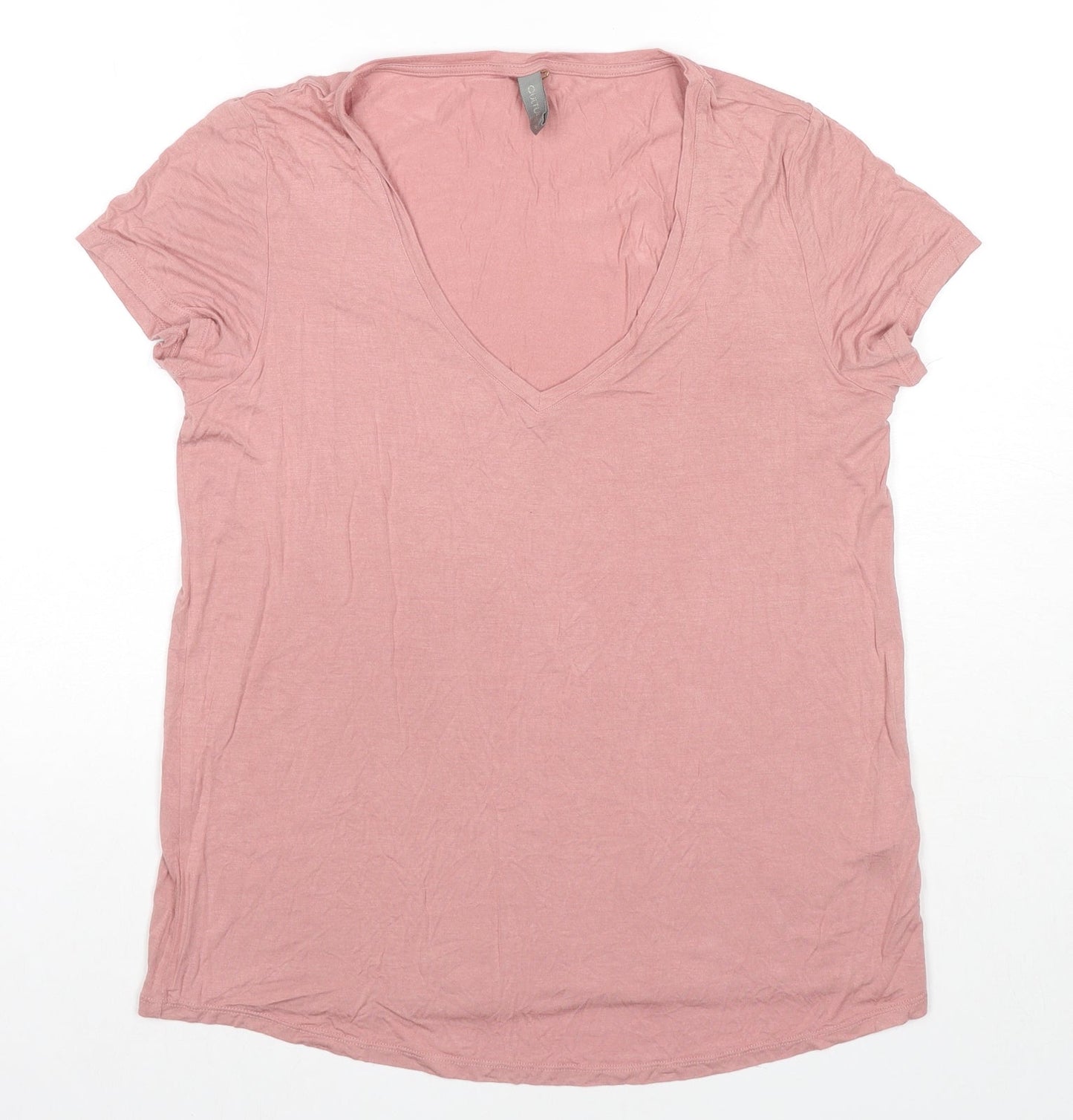 CULTURE Womens Pink Viscose Basic T-Shirt Size L Round Neck