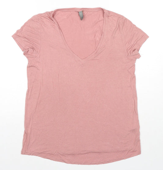 CULTURE Womens Pink Viscose Basic T-Shirt Size L Round Neck
