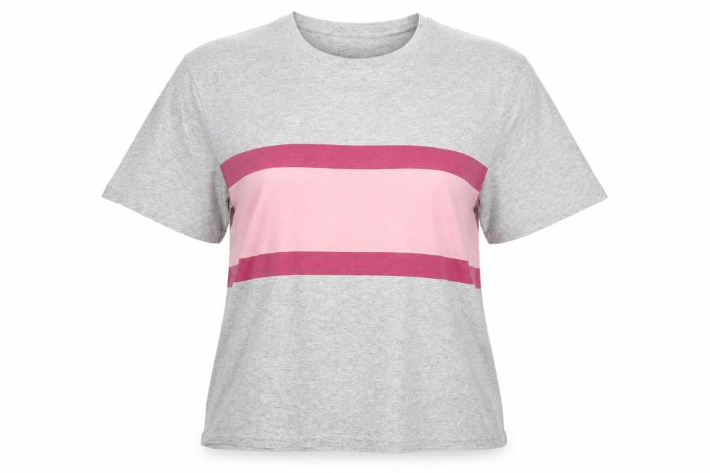 Marks & Spencer Womens Grey Colourblock Cotton Basic T-Shirt Size M Round Neck