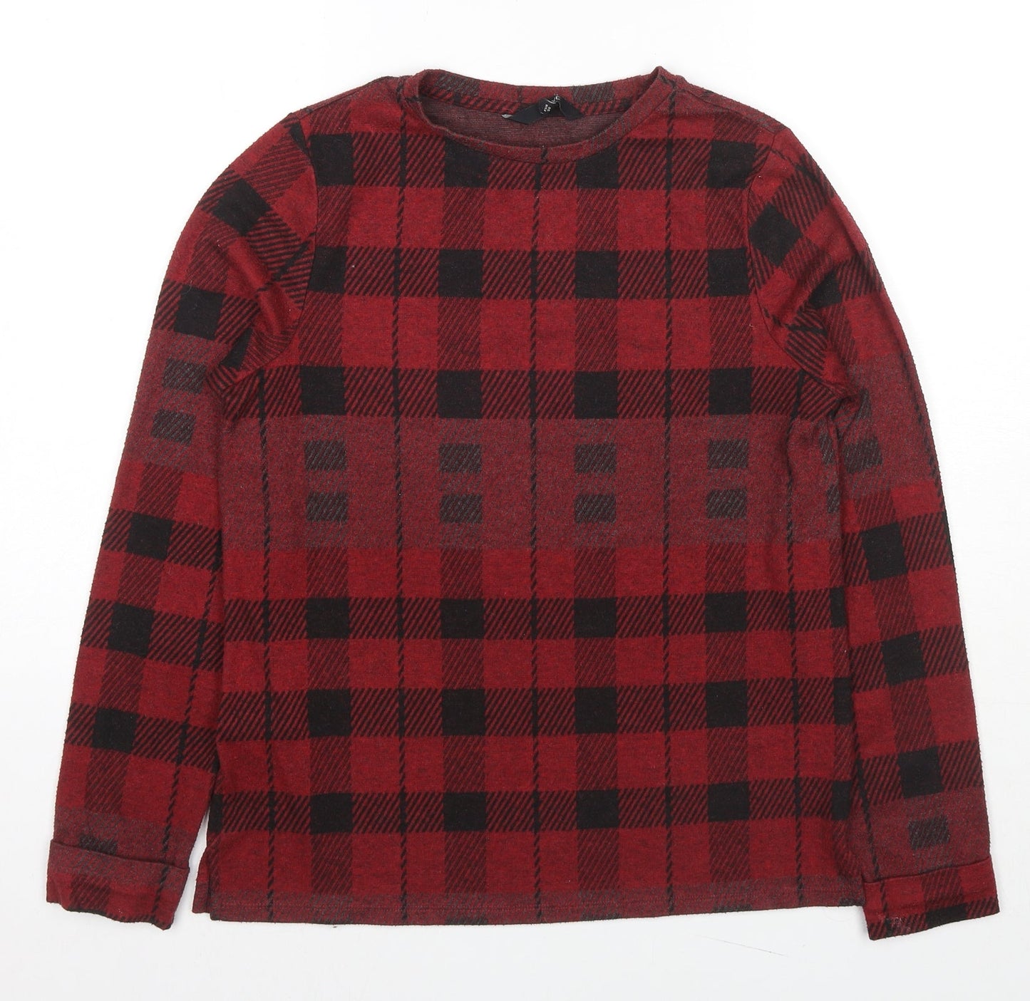 NEXT Womens Red Check Polyester Pullover Sweatshirt Size 10 Pullover