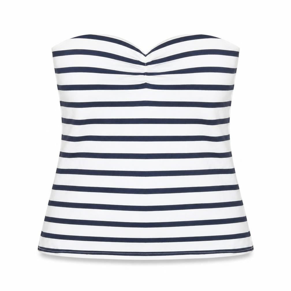 Originals Womens White Striped Cotton Basic Tank Size 12 Square Neck - Size 12-14 Strapless