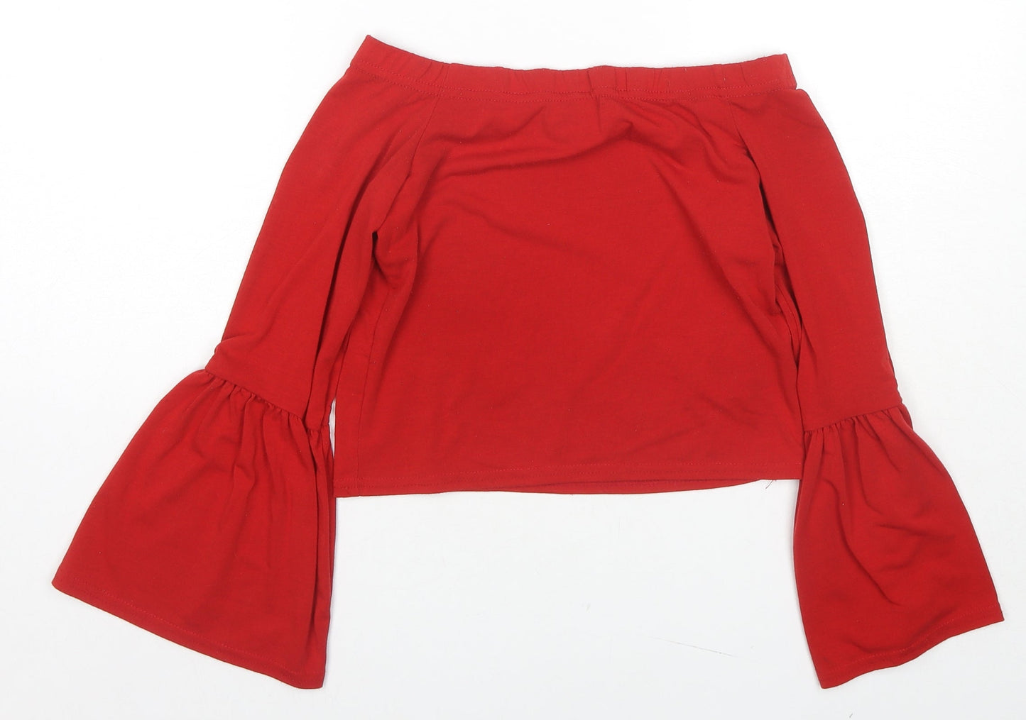 New Look Womens Red Polyester Basic Blouse Size 10 Off the Shoulder