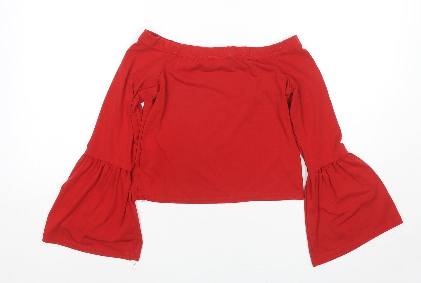 New Look Womens Red Polyester Basic Blouse Size 10 Off the Shoulder