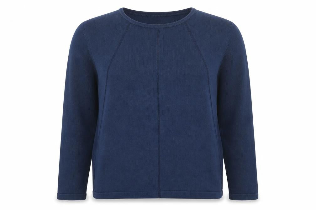 Orvis Womens Blue Round Neck Cotton Pullover Jumper Size S