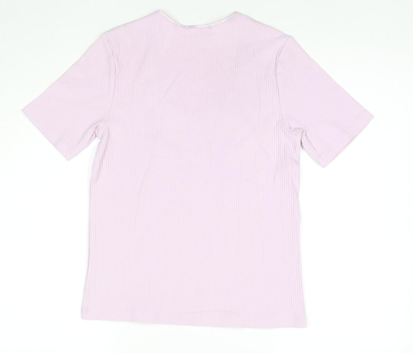 Marks and Spencer Womens Purple Cotton Jersey T-Shirt Size 14 Scoop Neck